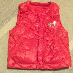 Disney Bright Red Kids Puffer Vest with Character Patch